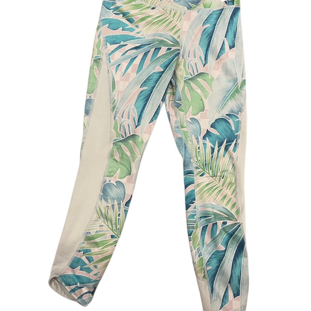 Nike Dri-FIT High-Waist Teal, Aqua and Green Leaf Pattern Legging Capris, S